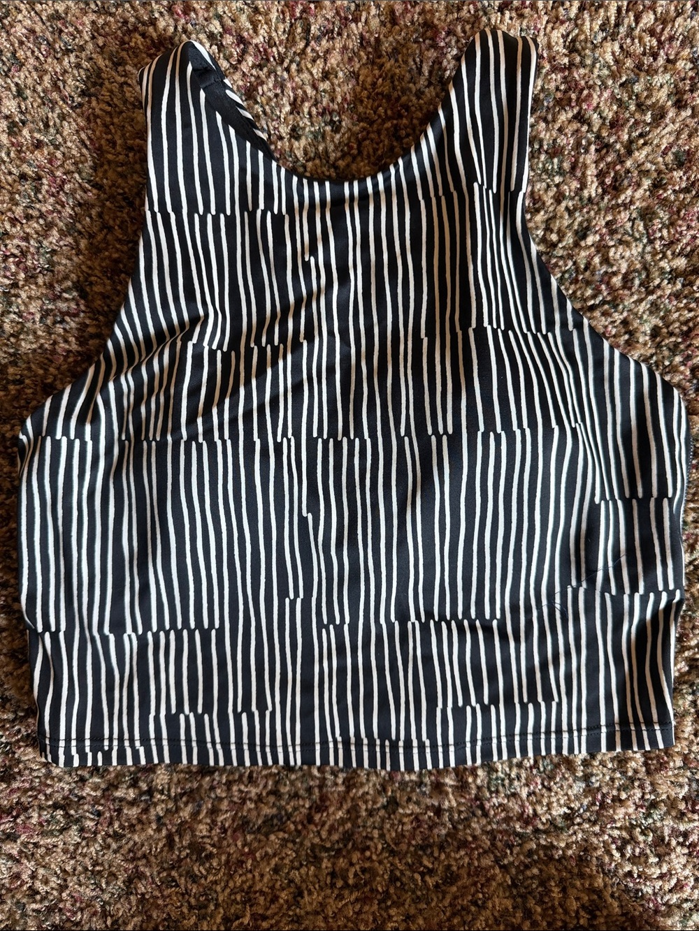 Athleta Black & White Conscious Crop Printed Bikini Top S